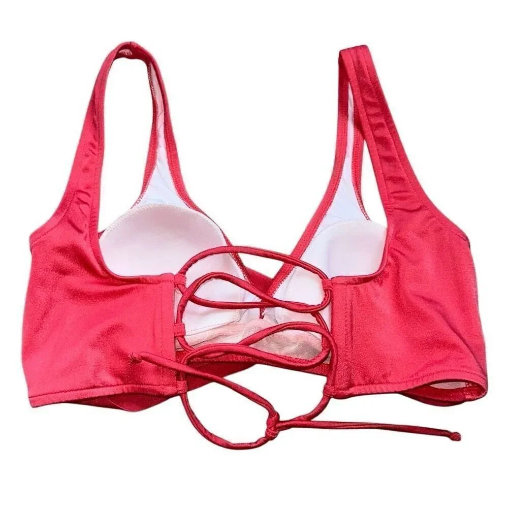 Venus LATTICE SIDE sz M Coral BIKINI top SWIMSUIT SWIM ADJUSTABLE sexy